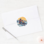 Snowmobile Thema mit Sunset Birthday Sticker (Umschlag)