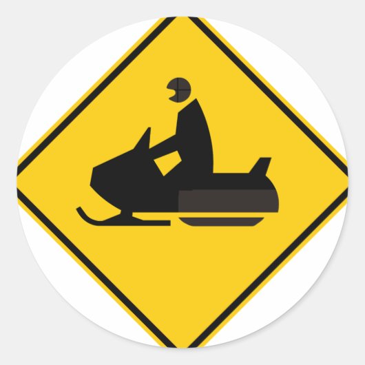 Snowmobile Traffic Highway Sign Runder Aufkleber (Vorderseite)