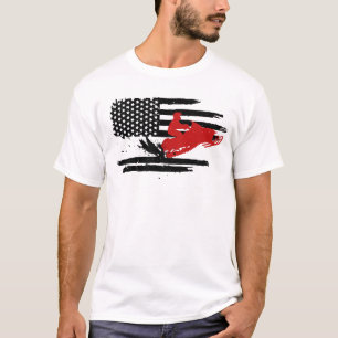 Snowmobile USA Flag Patriotic Winter Sports Retro T-Shirt