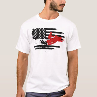 Snowmobile USA Flag Patriotic Winter Sports Retro T-Shirt