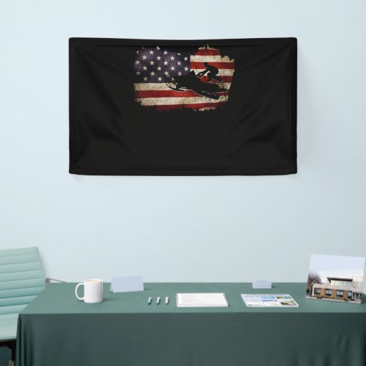 Snowmobile USA Flag Snow Sled Patriotic Banner (Messeveranstaltung)