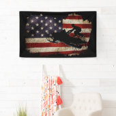 Snowmobile USA Flag Snow Sled Patriotic Banner (Insitu)