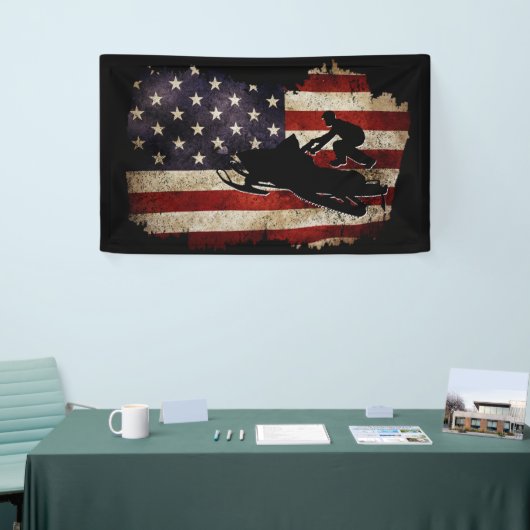 Snowmobile USA Flag Snow Sled Patriotic Banner (Messeveranstaltung)