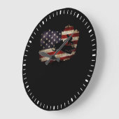 Snowmobile USA Flag Snow Sled Patriotic Große Wanduhr (Winkel)