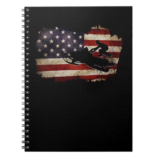 Snowmobile USA Flag Snow Sled Patriotic Notizblock (Vorderseite)