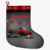 Snowmobile with Checkered Flags Großer Weihnachtsstrumpf (Vorderseite)