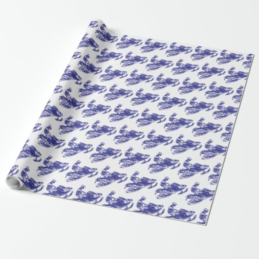 Snowmobiler in Blue Camouflage Geschenkpapier (Ungerollt)
