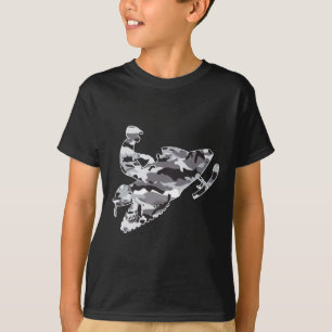 Snowmobiler in Gray Camouflage T-Shirt
