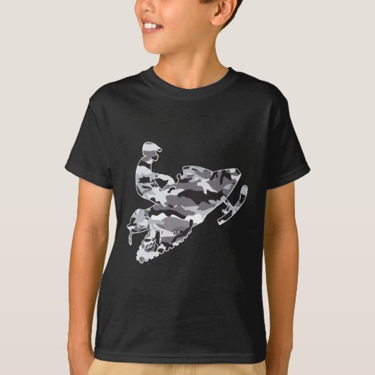 Snowmobiler in Gray Camouflage T-Shirt (Vorderseite)