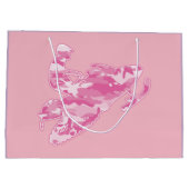 Snowmobiler in rosa Camouflage Große Geschenktüte (Rückseite)