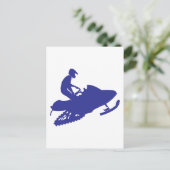 Snowmobiler/Navy Blue Sled Postkarte (Stehend Vorderseite)