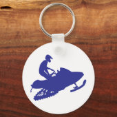 Snowmobiler/Navy Blue Sled Schlüsselanhänger (Vorderseite)