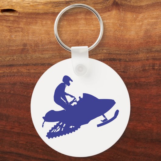Snowmobiler/Navy Blue Sled Schlüsselanhänger (Vorderseite)