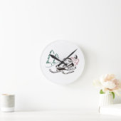 Snowmobiler Pine Trees Runde Wanduhr (Zuhause)