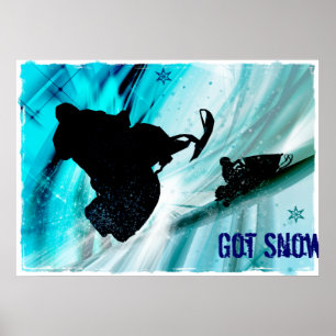 Snowmobiling auf eisigen Spuren Poster