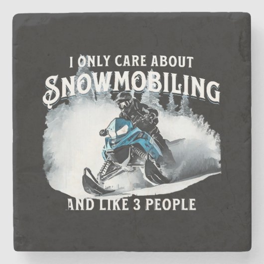 Snowmobiling Funny Snowmobile Steinuntersetzer (Vorderseite)