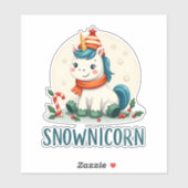 Snownicorn Cute Unicorn Snowman Christmas Girl T-S Aufkleber (Blatt)