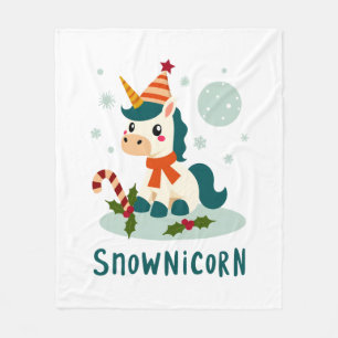 Snownicorn Süßes Einhorn Schneemann Weihnachten Mä Fleecedecke
