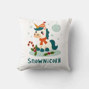 Snownicorn Süßes Einhorn Schneemann Weihnachten Mä Kissen