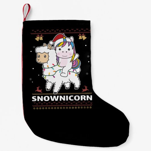 Snownicorn Unicorn Lama Christmas Winter Animals A Kleiner Weihnachtsstrumpf (Vorderseite)