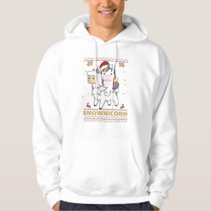 Snownicorn Unicorn Lama Weihnachts Wintertiere Hoodie