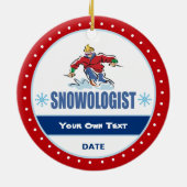 Snowologe Funny Snow Skiing Keramikornament (Hinten)