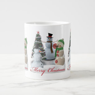 SnowPals Frohe Weihnachten rote Schrift Jumbo-Tasse