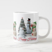 SnowPals Happy Holidays Rotes Skript Jumbo-Tasse (Rechts)