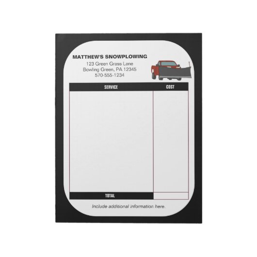 Snowpflügen Snow Plough Business Receiver Rechnung Notizblock (Rotiert)