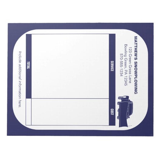 Snowpflügen Snow Plough Business Receiver Rechnung Notizblock (Vorderseite)