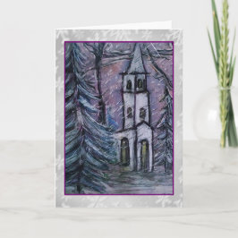 Snowscape Steeple-Kunst-Karte Feiertagskarte