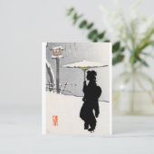 Snowscape und Japanisch Geisha Postkarte (Stehend Vorderseite)