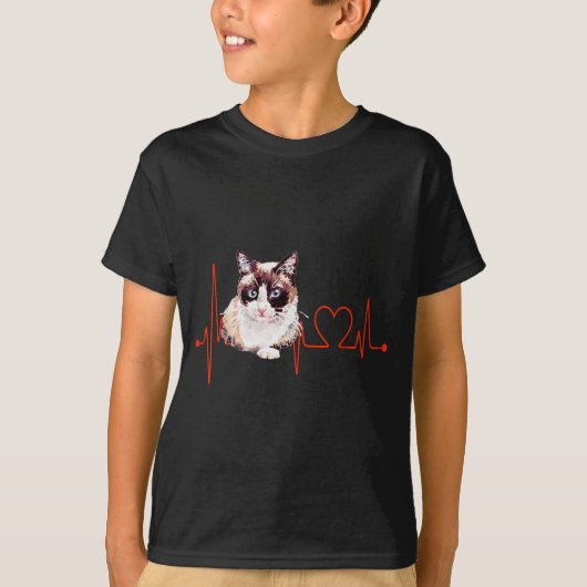 Snowscute Ss Cute Ss Cat Heartbeat Ekg Funny I Lov T-Shirt (Vorderseite)