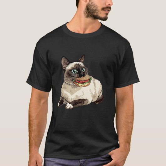 Snowshoe Cat Eating A Hamburger T-Shirt (Vorderseite)