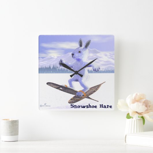 Snowshoe-Hasen Quadratische Wanduhr (Zuhause)
