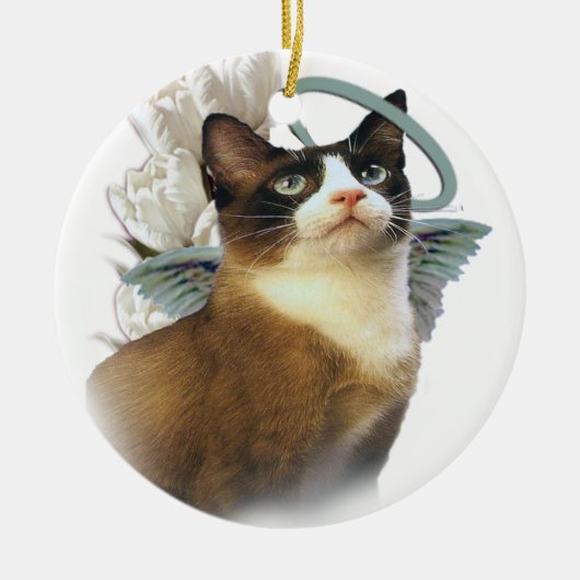 Snowshoe-Katzen-Verzierungen Keramikornament (Vorne)