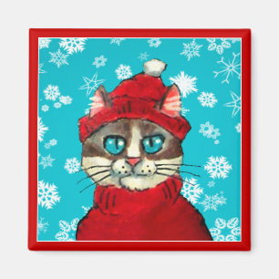 Snowshoe-Katzen-Winter-Weihnachtsmagnet Magnet