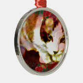 Snowshoe Kitty in den Roten Rosen Ornament Aus Metall (Rechts)