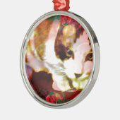 Snowshoe Kitty in den Roten Rosen Ornament Aus Metall (Links)