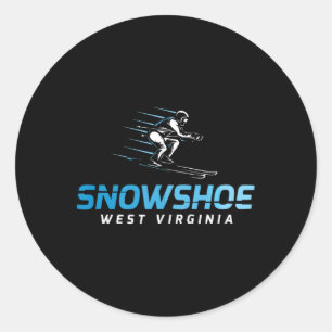 Snowshoe West Virginia Ski Resort Retro Skifahren Runder Aufkleber