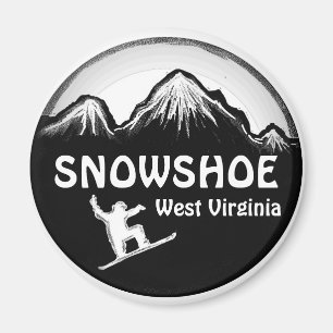 Snowshoe-West Virginia weißer Snowboardmagnet Magnet