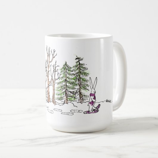 Snowshoeing Häschen-Tasse Kaffeetasse (VorderseiteRechts)