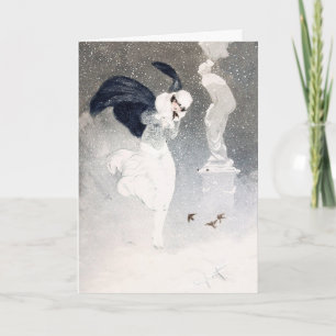 Snowsturm 1920er Flapper Girl gefaltete Grußkarte Karte