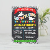 Snowtubing Geburtstagsfeier Einladung (Stehend Vorderseite)