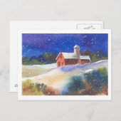 Snowy Abend Barns Postkarte (Vorne/Hinten)