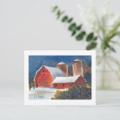 Snowy Abend Barns & Silos Postkarte (Stehend Vorderseite)