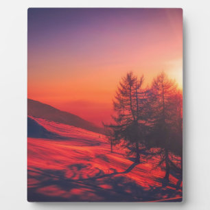 Snowy Abend Sunset Fotoplatte