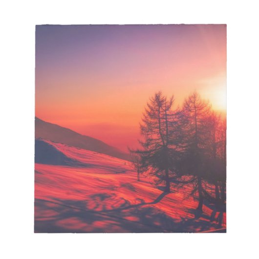 Snowy Abend Sunset Notizblock (Vorderseite)