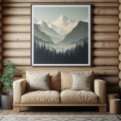 Snowy Alpin Vintage Stille Poster