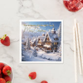 Snowy Alpine Chalet Christmas Winter holiday Serviette (Beispiel)